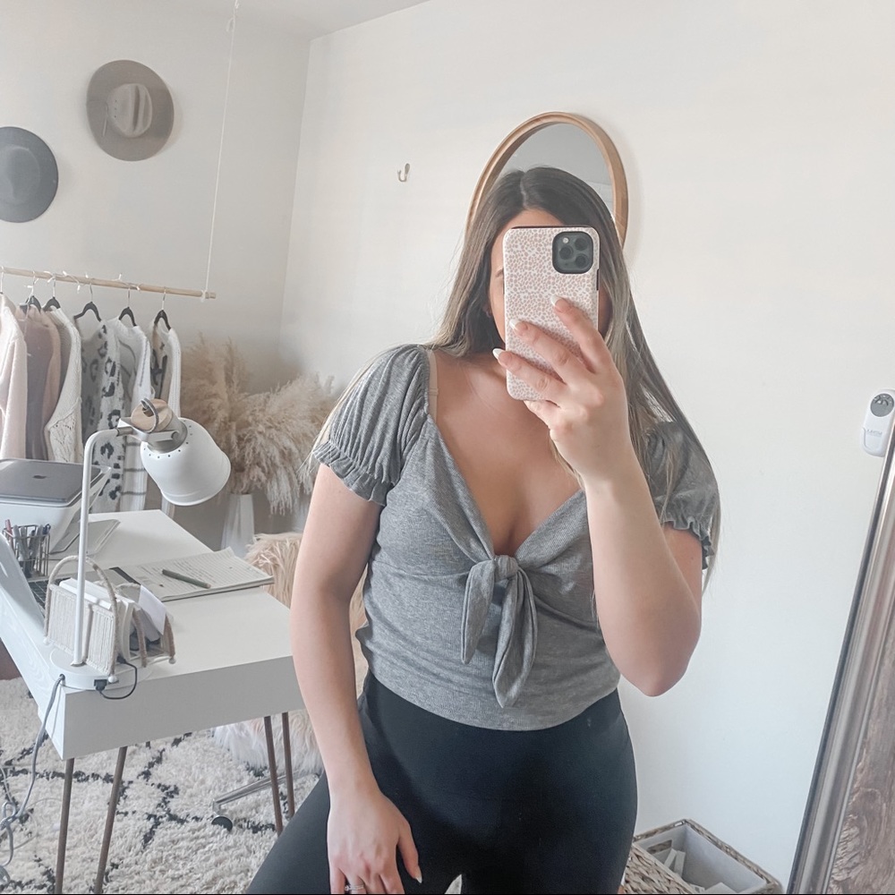 Fashion nova grey tie top